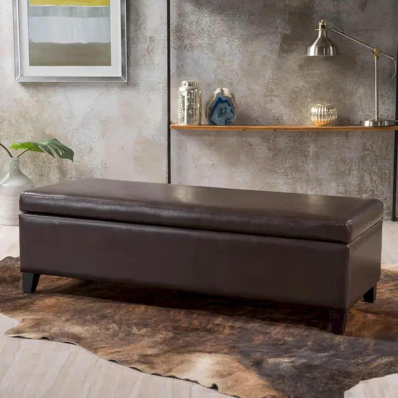 Banc coffre de rangement York en cuir reconstitué par