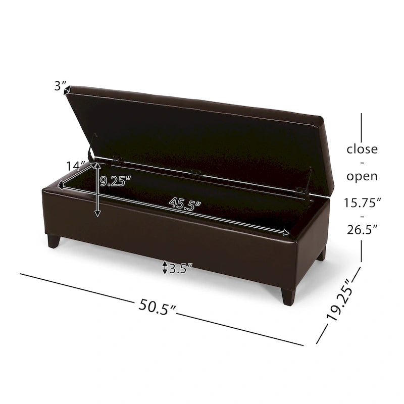 Banc coffre de rangement York en cuir reconstitué par