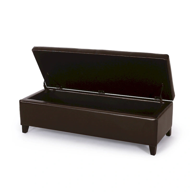 Banc coffre de rangement York en cuir reconstitué par